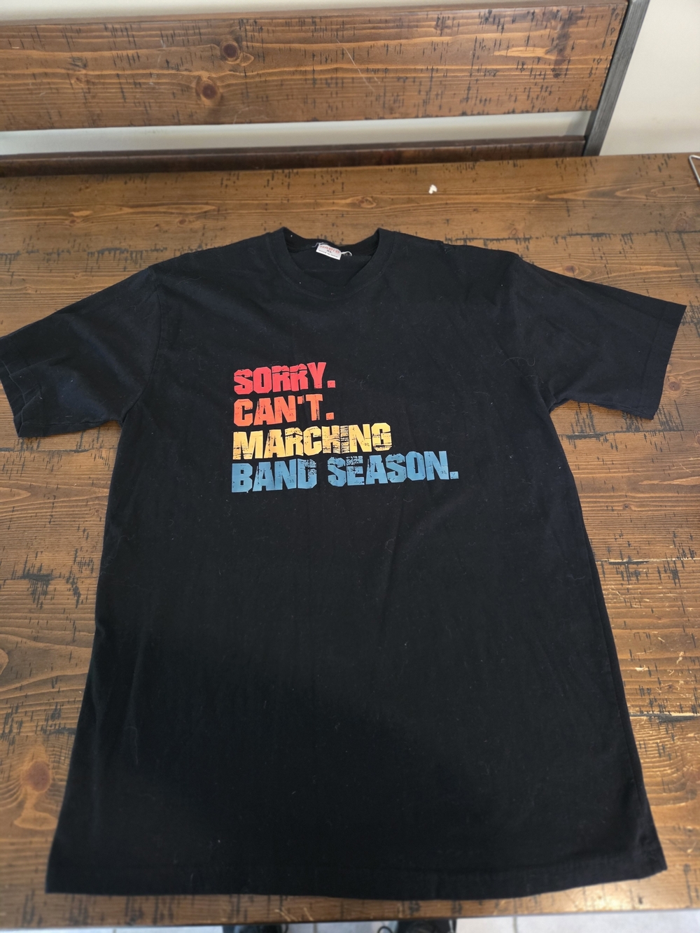 Men's Black Graphic T-Shirt - "Sorry. Can't. Marching Band Season."